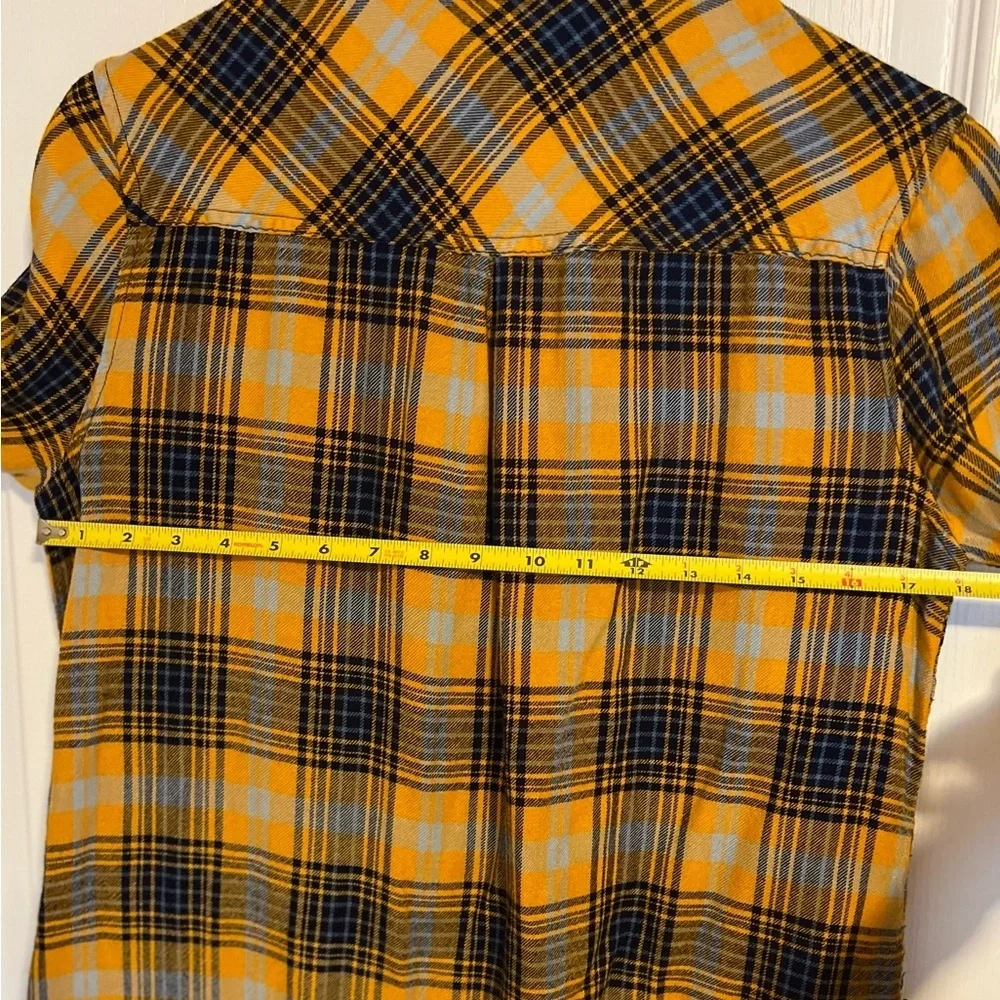 Workshop Republic Clothing Mustard Yellow and Blue Plaid Button Down Shirt - Picture 4 of 8